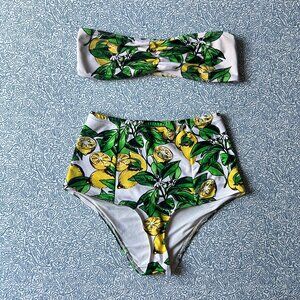 American Apparel lemon print two piece swimsuit bikini